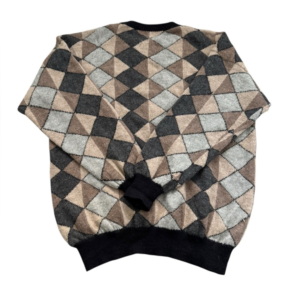 Hallet San Francisco Vintage Argyle Sweater Mens size XXL Handmade Alpaca - Picture 3 of 6